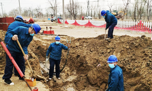 2021年3月12日，10kV楊家線五甲王支線2—3號桿電纜搶修工程施工現場